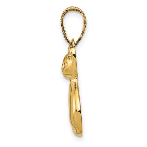 14k Yellow Gold Polished Cat Pendant - Picture 2 of 5